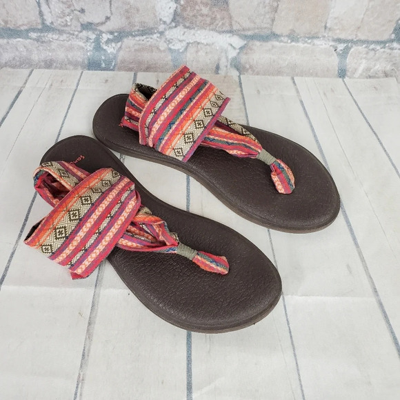 Sanuk Yoga  Sling Flip Flop Sandals Southwestern Pattern - Picture 1 of 9